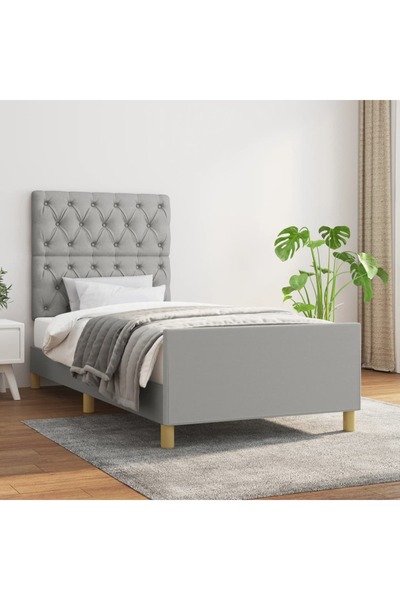 Concept Cadru de pat cu tăblie, gri deschis, 80x200 cm, textil