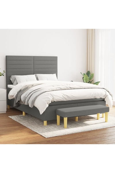 Concept Pat box spring cu saltea, gri închis, 140x200 cm, textil