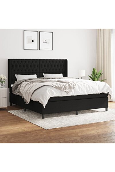 Concept Pat box spring cu saltea, negru, 180x200 cm, catifea