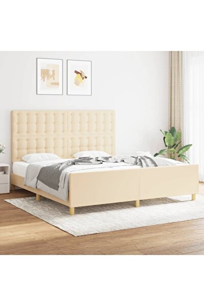 Concept Cadru de pat cu tăblie, crem, 180x200 cm, textil