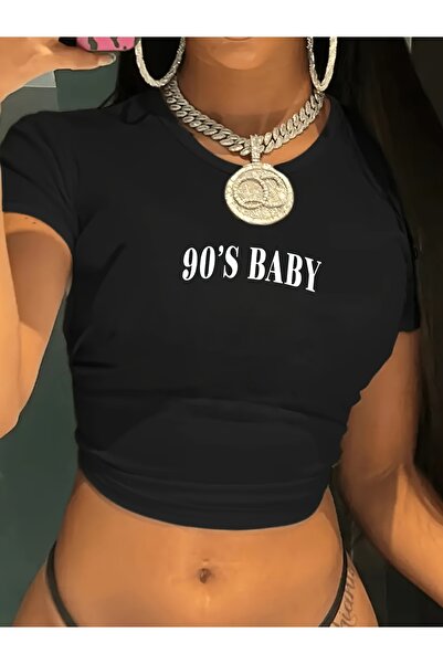 GALASHOP 90S Style Shiny Women's Short T-Shirt