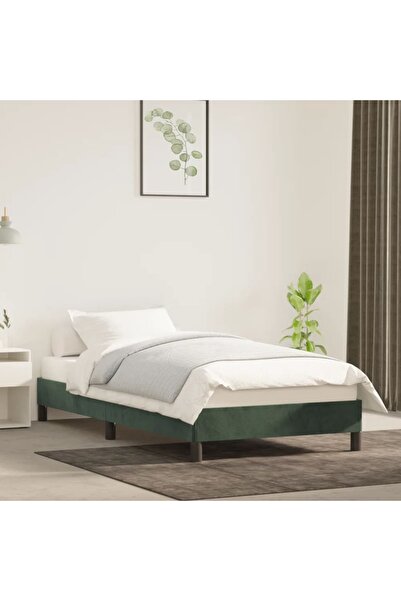 Concept Cadru de pat, verde închis, 90x190 cm, catifea