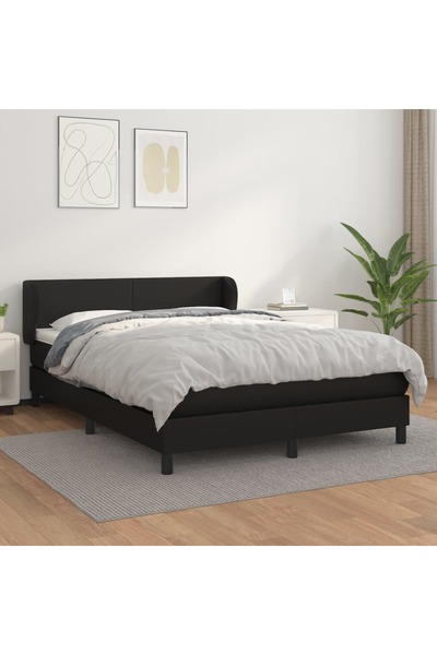 Concept Pat box spring cu saltea, negru, 140x200 cm, piele ecologică