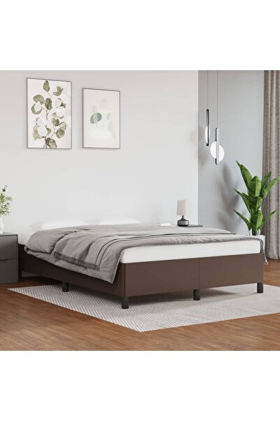 Concept Cadru de pat, maro, 140x200 cm, piele ecologică