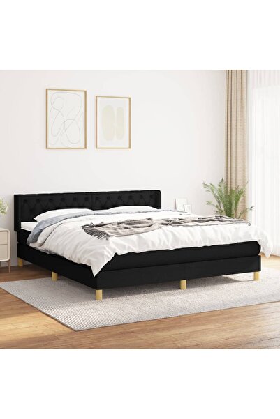 Concept Pat box spring cu saltea, negru, 160x200 cm, textil