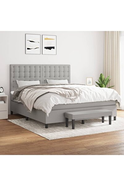 Concept Pat continental, gri deschis, 180x200 cm, material textil