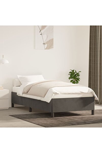Concept Bed frame, dark grey, 90x200 cm, Velvet
