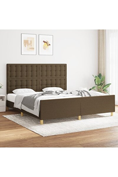 Concept Cadru de pat cu tăblie, maro închis, 180x200 cm, textil