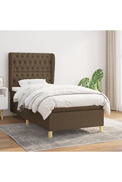 Concept Pat box spring cu saltea, maro închis, 100x200 cm, textil