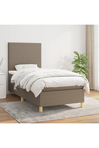 Concept Pat box spring cu saltea, gri taupe, 100x200 cm, textil