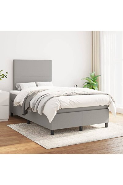 Concept Pat box spring cu saltea, gri deschis, 120x200 cm, textil