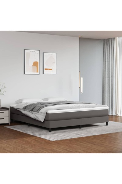 Concept Pat box spring cu saltea, gri, 180x200 cm, piele ecologică