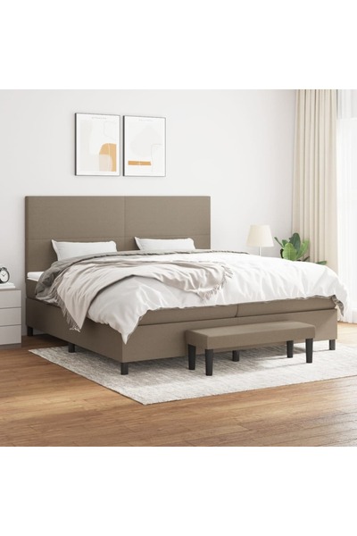 Concept Pat box spring cu saltea, gri taupe, 200x200 cm, textil