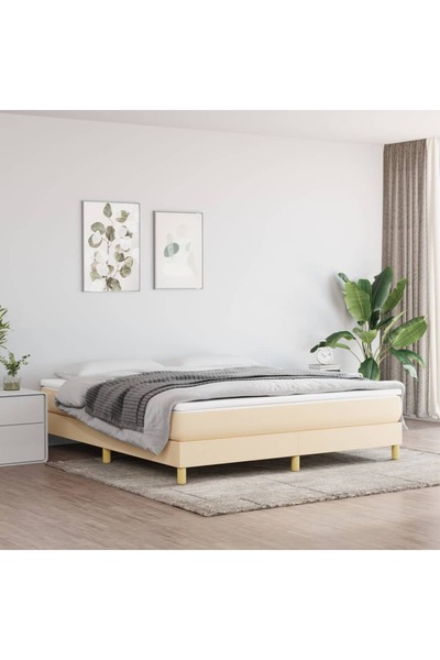 Concept Pat box spring cu saltea, crem, 160x200 cm, material textil