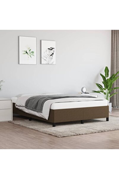 Concept Cadru de pat, maro închis, 140x200 cm, material textil