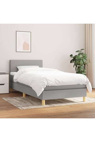 Concept Pat box spring cu saltea, gri deschis, 80x200 cm, textil