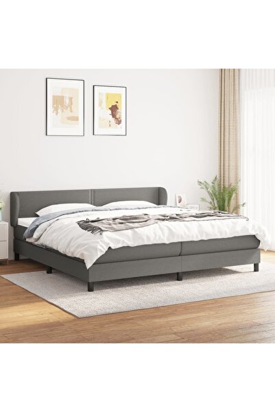Concept Pat box spring cu saltea, gri închis, 200x200 cm, textil
