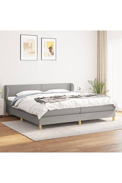 Concept Pat box spring cu saltea, gri deschis, 200x200 cm, textil