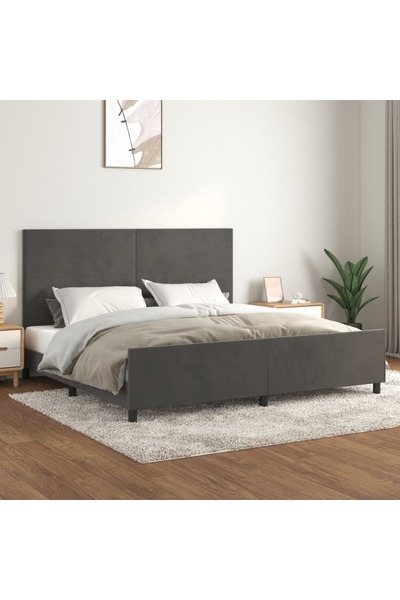 Concept Cadru de pat cu tăblie, gri închis, 200x200 cm, catifea