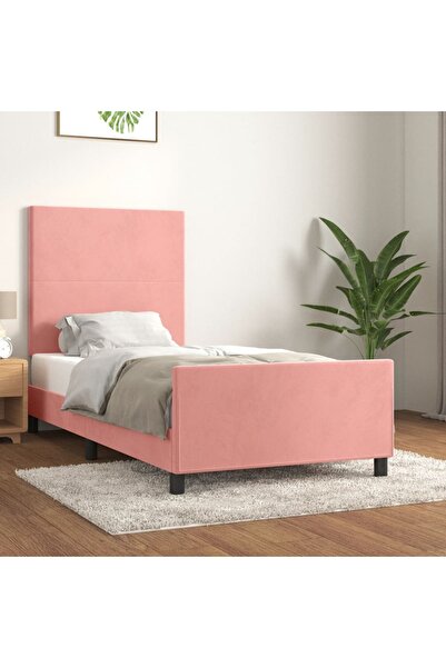 Concept Cadru de pat cu tăblie, roz, 80x200 cm, catifea