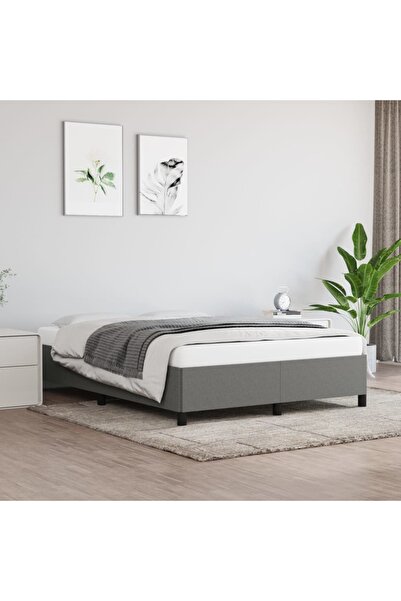 Concept Cadru de pat, gri închis, 140 x 200 cm, material textil