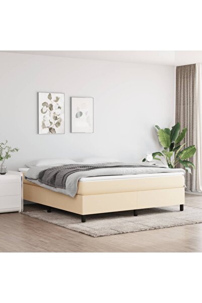 Concept Cadru de pat box spring, crem, 180x200 cm, textil