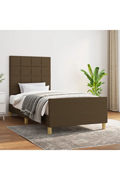 Concept Cadru de pat cu tăblie, maro închis, 80x200 cm, textil