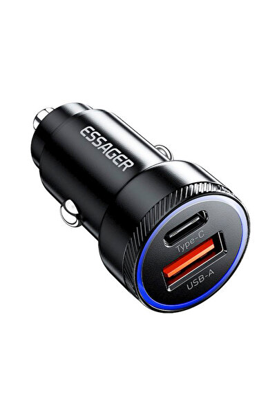 essager Încărcător auto 54W, Type-С+ USB-A, QC 3.0, Negru