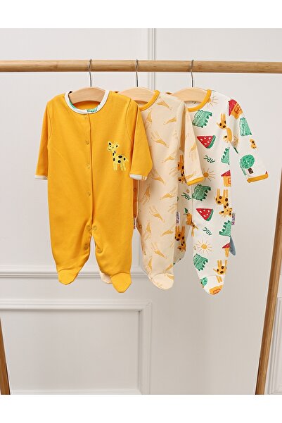 MiniKids Set 3 salopete cu botosei Animalute ABC, multicolor