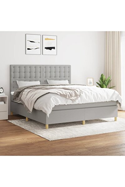 Concept Pat continental, gri deschis, 180x200 cm, material textil