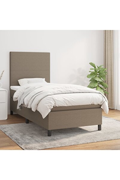 Concept Pat box spring cu saltea, gri taupe, 100x200 cm, textil