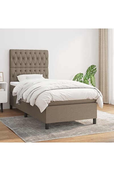 Concept Pat box spring cu saltea, gri taupe, 100x200 cm, textil