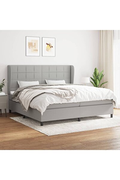 Concept Pat box spring cu saltea, gri deschis, 200x200 cm, textil