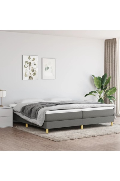 Concept Pat box spring cu saltea, gri închis, 200x200 cm, textil