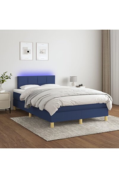 Concept Κρεβάτι με ελατήρια, στρώμα και LED, μπλε, 120x200 cm, ύφασμα