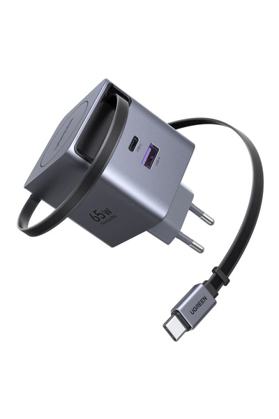 Ugreen Încărcător USB, 2x Tip-C, Încărcare rapidă, GaN, 65W, X615 - Gri spațial