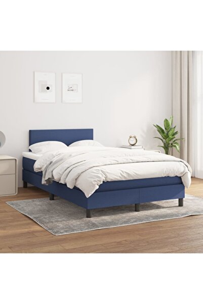 Concept Pat box spring cu saltea, albastru, 120x200 cm, textil