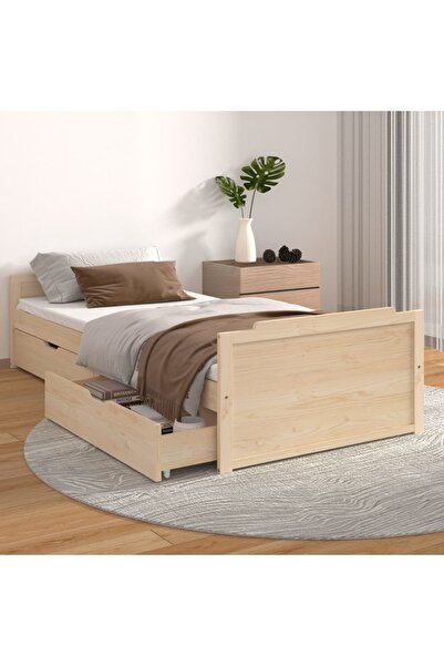 Concept Σκελετός κρεβατιού με συρτάρια, 90x200 cm, μασίφ ξύλο πεύκου