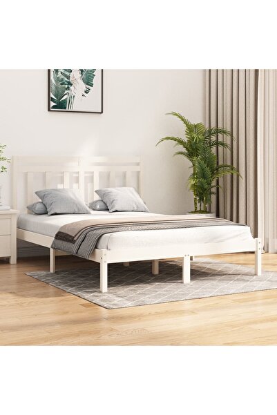 Concept Σκελετός κρεβατιού, λευκό, 160x200 cm, μασίφ ξύλο
