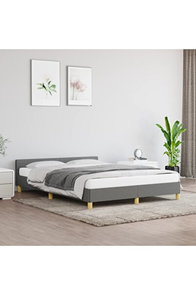 Concept Cadru de pat cu tăblie, gri închis, 140x190 cm, textil