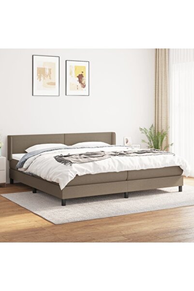 Concept Pat box spring cu saltea, gri taupe, 200x200 cm, textil