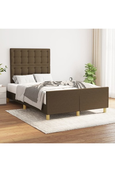 Concept Cadru de pat cu tăblie, maro închis, 180x200 cm, textil