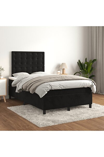 Concept Pat box spring cu saltea, negru, 120x200 cm, catifea