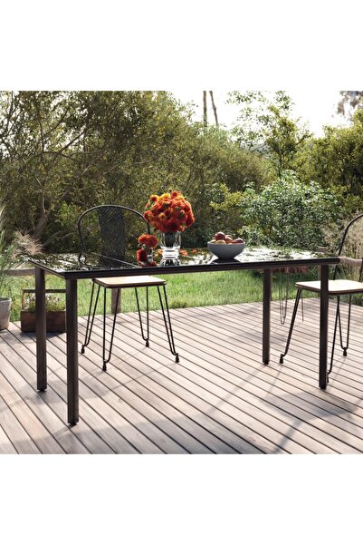 Concept Τραπέζι κήπου, μαύρο, 160x80x74 cm, ατσάλι και σκληρυμένο γυαλί