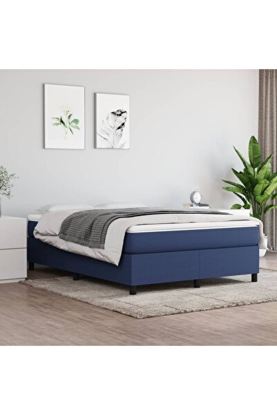 Concept Pat continental cu saltea, albastru, 140x200cm, material textil