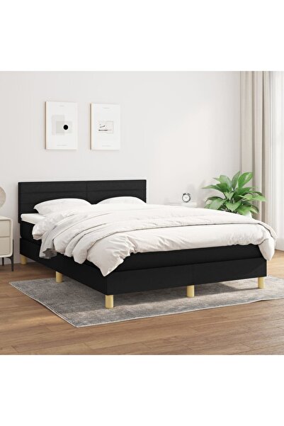 Concept Pat box spring cu saltea, negru, 140x190 cm, textil