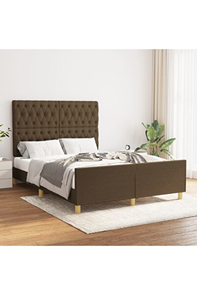 Concept Cadru de pat cu tăblie, maro închis, 140x200 cm, textil