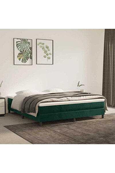 Concept Pat box spring cu saltea, verde închis, 180x200 cm, catifea