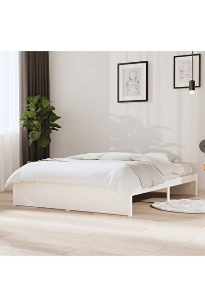 Concept Σκελετός Διπλό κρεβατιού 4FT6, λευκό, 135x190 cm, μασίφ ξύλο