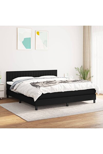 Concept Pat box spring cu saltea, negru, 160x200 cm, textil